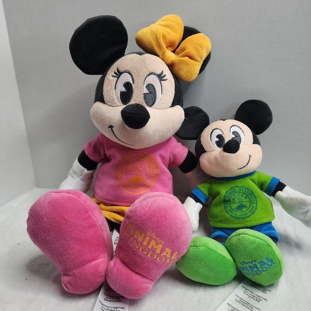 DisneyAnimal Kingdom Dino-Institute Dinorama 13" Minnie & 8" Mickey SEE DESCRIPT